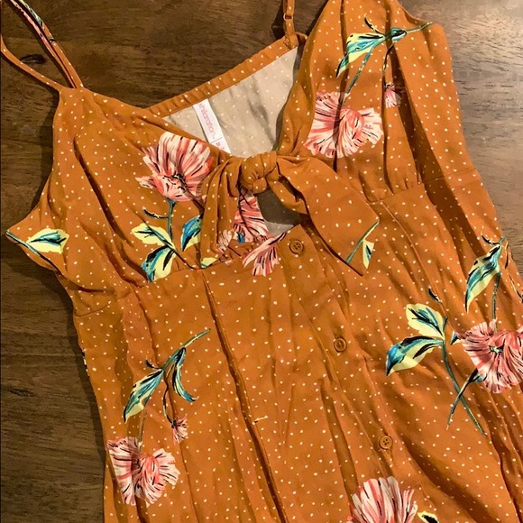 Floral Button Up Mustard Dress - Picture 1 of 8